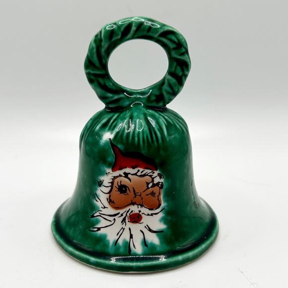 Vintage Norcrest Hand Painted Winking Santa Christmas Bell Japan - Picture 1 of 4